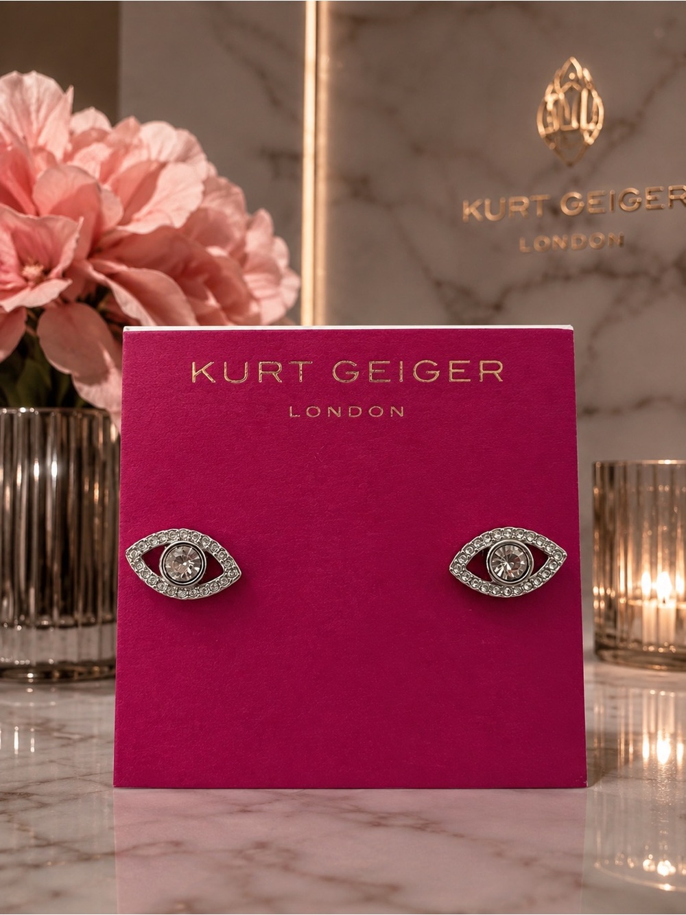 Kurt Geiger London Silver-Tone Evil Eye Stud Earrings ✨
